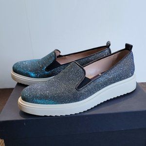 Alberto Zago blue iridescent canvas platform shoes (36)